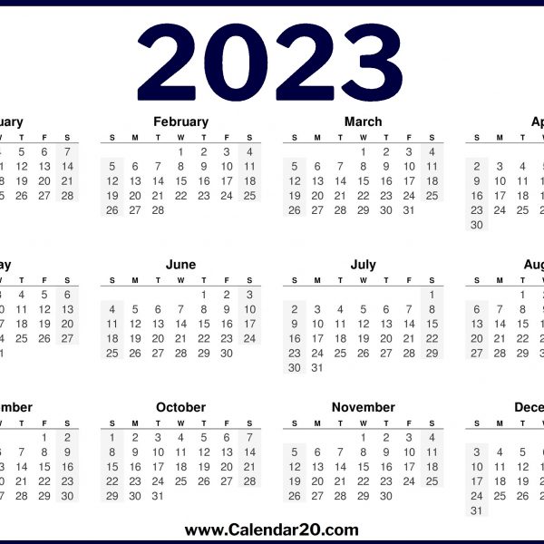 Calendar Printable One Page 2023 - Calendar20.com