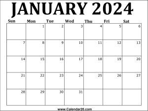 January 2024 Printable Calendar - Calendar20.com