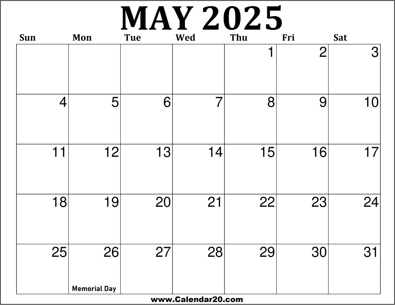 May 2025 Printable Calendar